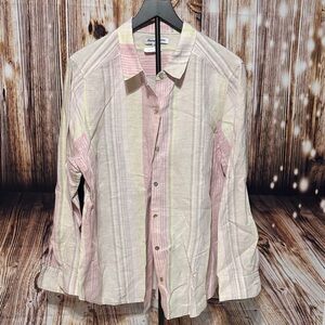 Tommy Bahama Men's Striped Button-Down Shirt - Pink and Cream